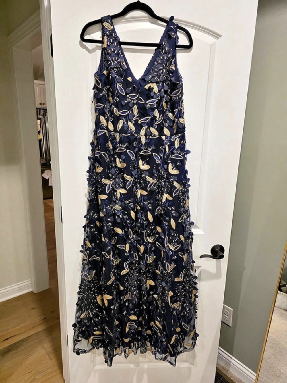 ESCAPE Floral Maxi Dress in Blue & Gold Size 14w
